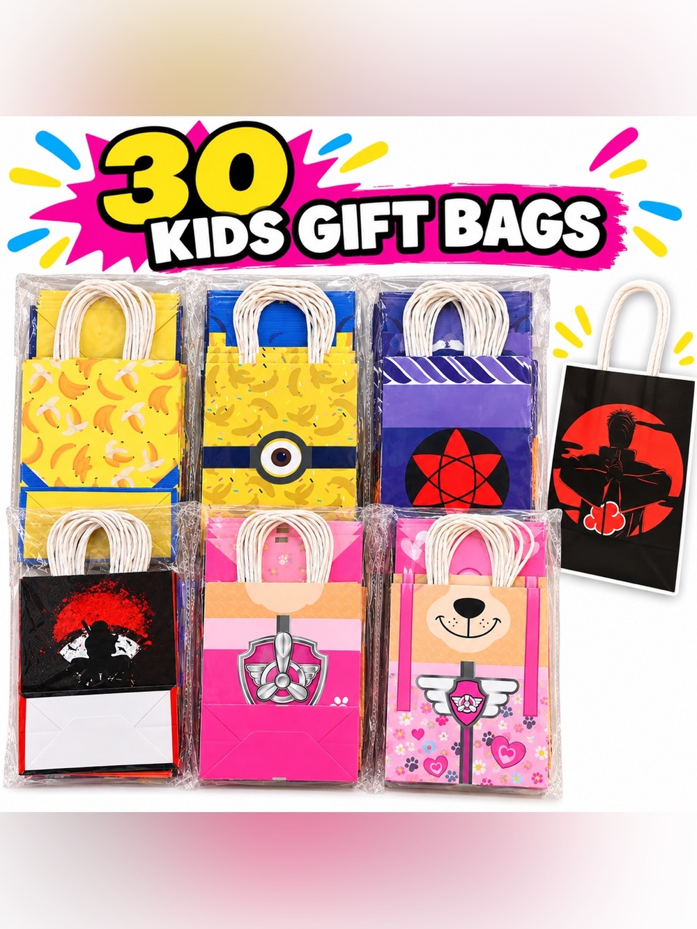 Kids Gift Bags - Assorted Designs (30 Pack)